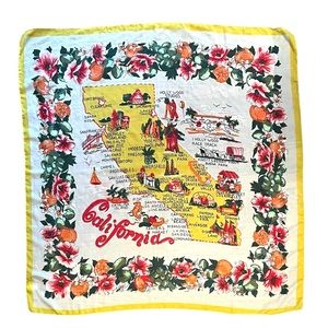 J Crew Scarf Wrap California Map with Floral Border